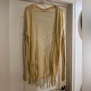 Wild pearl medium boho fringe cream cardigan